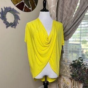 Fashion Nova yellow knitted twist front high low top B6-6